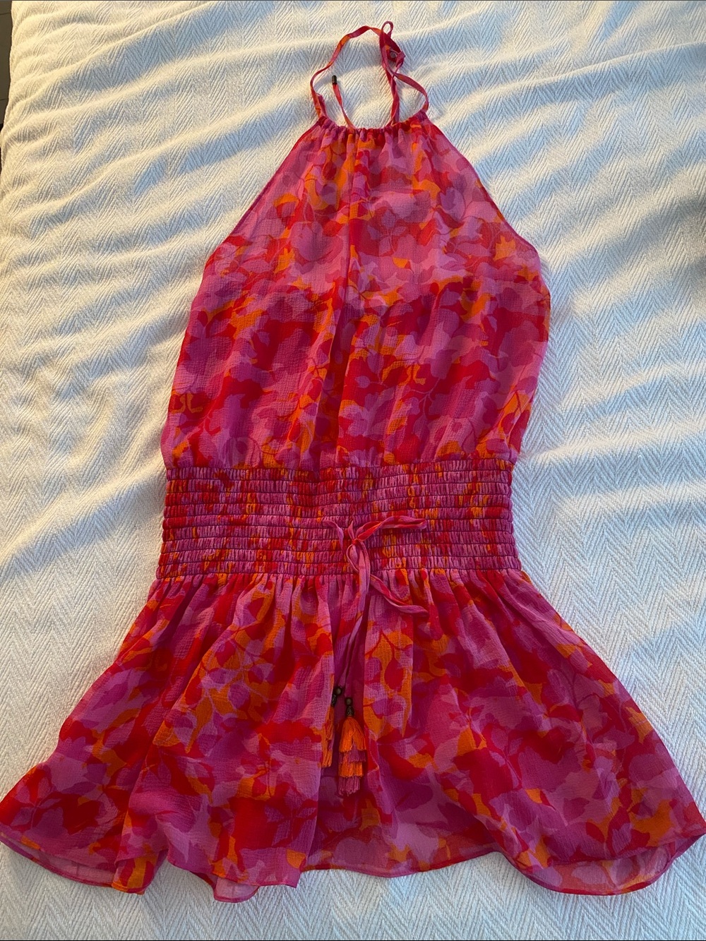 Ramy Brook Pink and Orange Floral Print Dress
